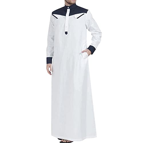 KAMEIMEI Muslimische Robe Herren Einfarbig muslimisches Kleid Islamischen Dubai Männer-Muslimische Kleider Ethnische Maxikleid Ramadan Roben Taiji Kleidung von KAMEIMEI