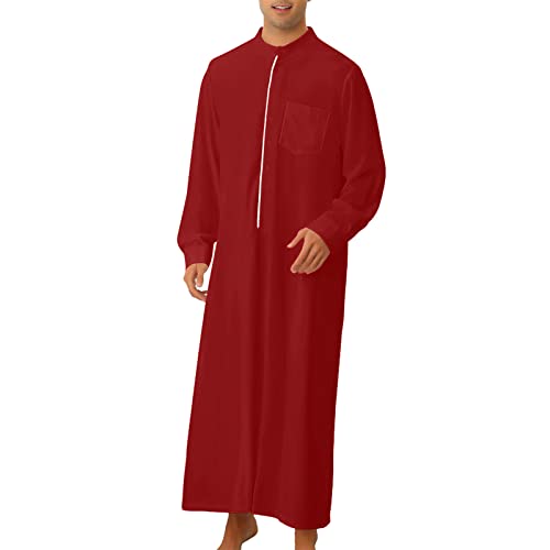 KAMEIMEI Muslimische Robe Herren Einfarbig muslimisches Kleid Islamischen Dubai Männer-Muslimische Kleider Ethnische Maxikleid Ramadan Roben Taiji Kleidung von KAMEIMEI