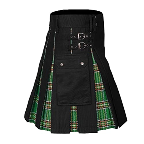 Schottischer Kilt Klassischer Rock Herren Karo Rock mit Taschen kurzer Schottenrock Karierter Kilt Schottischer Klassischer Mit Kontrasttaschen Schottischen Stil Individualität Vintage von KAMEIMEI