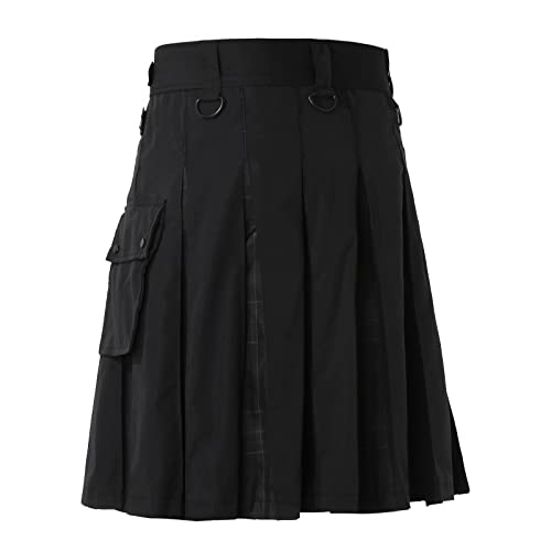 Schottischer Kilt Klassischer Rock Herren Karo Rock mit Taschen kurzer Schottenrock Karierter Kilt Schottischer Klassischer Mit Kontrasttaschen Schottischen Stil Individualität Vintage von KAMEIMEI