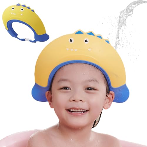 Duschhaube Kinder Baby Verstellbare Haare Monster Waschen Kinderschutz Schild Shampoo Schutz Baby-Visier für Augen, Ohren und Gesicht - KAMHBE (Gelb) von KAMHBE