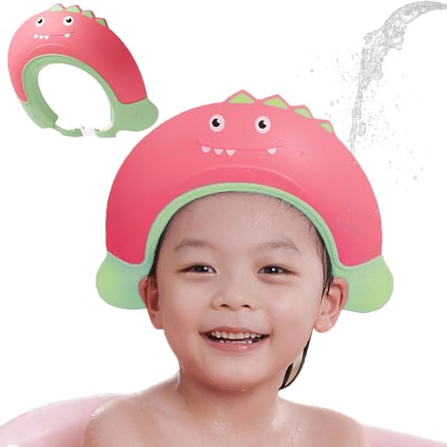 Duschhaube Kinder Baby Verstellbare Haare Monster Waschen Kinderschutz Schild Shampoo Schutz Baby-Visier für Augen, Ohren und Gesicht - KAMHBE (Rot) von KAMHBE
