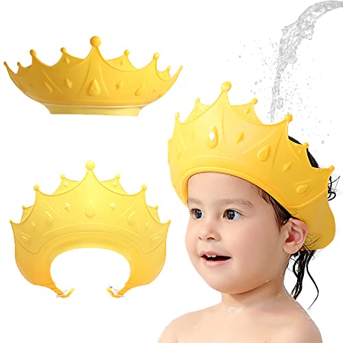 Duschhaube Kinder Baby Verstellbare Krone Haare Waschen Kinderschutz Schild Shampoo Schutz Baby-Visier für Augen, Ohren und Gesicht - KAMHBE (Gelb) von KAMHBE
