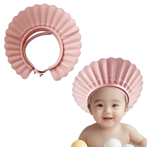 KAMHBE Duschhauben für Kinder, Duschhaube für Babys, verstellbare Schale, Haarwäsche, Shampoo-Schild, Baby-Visier für Augen, Ohren und Gesicht (Muschel-Rosa) von KAMHBE