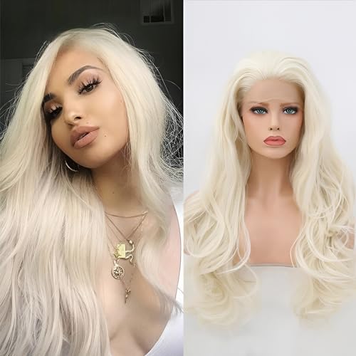 61cm Platin Blonde Synthetische Spitze Front Perücke Blonde Weiße Perücke Freies Teil Lange Wellige Perücken Hitzebeständig für Frauen Drag Queen Cosplay Perücke 61cm Platin Blonde Synthetische Spitze Front Perücke Blonde Weiße Perücke Freies Teil Lange Wellige Perücken Hitzebeständig für Frauen Drag Queen Cosplay Perücke von KAMIMASU
