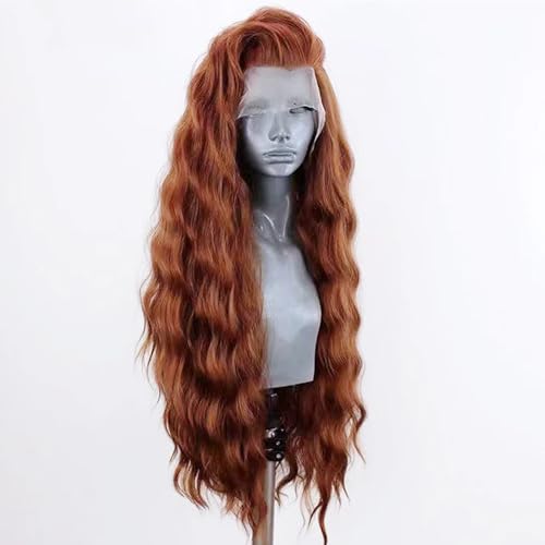 KAMIMASU Perücken Lange Lockige Braun Spitze Front Perücke Kaffee Braun Farbe Synthetische Spitze Front Perücke Hitzebeständigkeit 24 Zoll für Frauen Cosplay KAMIMASU Perücken Lange Lockige Braun Spitze Front Perücke Kaffee Braun Farbe Synthetische Spitze Front Perücke Hitzebeständigkeit 24 Zoll für Frauen Cosplay von KAMIMASU
