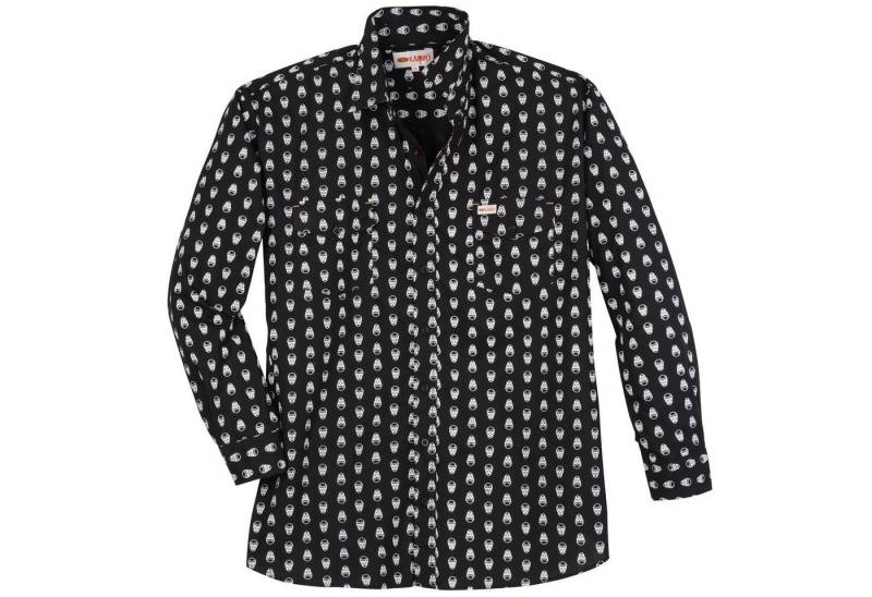 KAMRO Langarmhemd Kamro XXL Langarmhemd schwarz Totenkopf-Alloverprint von KAMRO