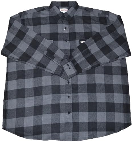 KAMRO Übergrößen Flanell-Hemd im Holzfäller Stil Grau/Schwarz kariert 9XL von KAMRO