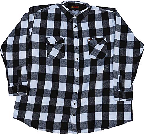 KAMRO Übergrößen ! Flanell-Hemd im Holzfäller Stil Weiß/Schwarz kariert 9XL von KAMRO