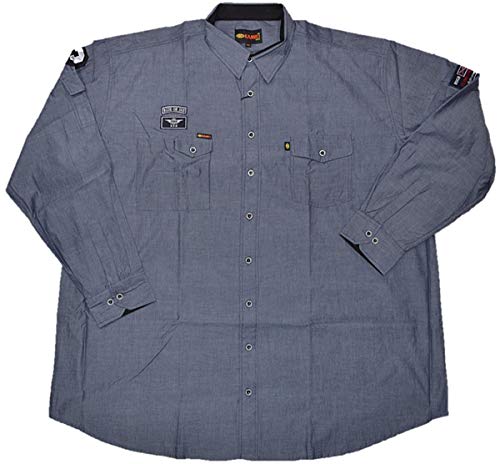 KAMRO Übergrößen Herrenhemd Graublau mit Aufnähern 14XL von KAMRO