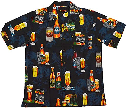 KAMRO Übergrößen Kurzarm Hawaii Hemd 15852 Beer Kokosknöpfe 10XL von KAMRO