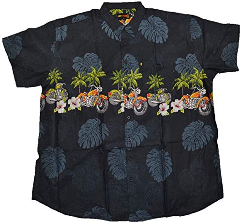 KAMRO Übergrößen Kurzarm-Herren-Hawaiihemd Schwarz/Bunt 10XL von KAMRO