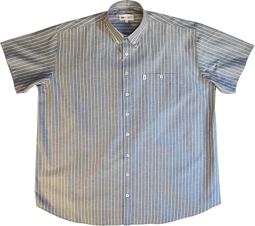 KAMRO Übergrößen Kurzarm-Herrenhemd Hellgrau mit weißen Nadelstreifen 12XL von KAMRO