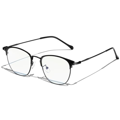 KANASTAL Blaufilter Brille Damen Runde Blaulichtfilter Metall Rahmen Lesebrille Herren Schlaf Computerbrille Gaming Entspiegelt Blaulicht brille von KANASTAL