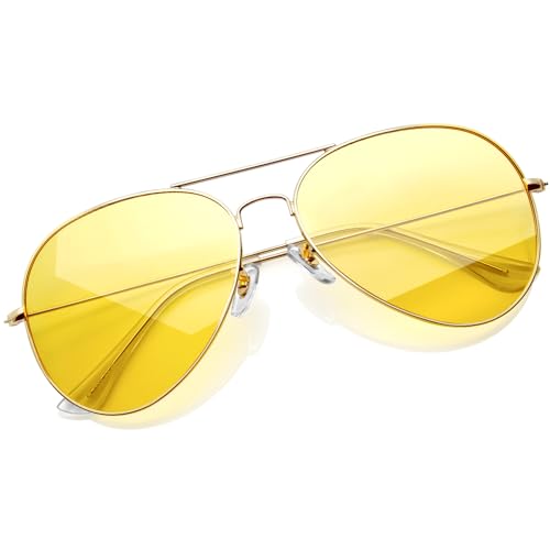 KANASTAL Nachtsichtbrille Herren für Autofahrer Sonnenbrille Herren Gelbe Gläser mit Premium Metallrahmen UV400 Schutz Vintage Fahrerbrille für Fahren von KANASTAL