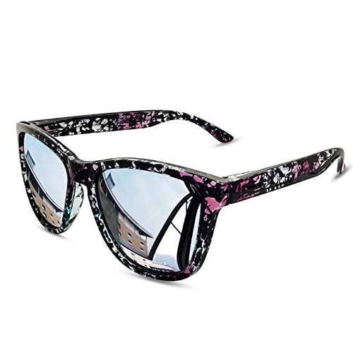KANASTAL Polarisierte Sonnenbrille Herren Damen Klassische Retro Rechteck Sonnenbrille UV400 Schutz für Reise Wandern und Alltag, Schwarz Leopard Rahmen Verspiegelt Silber Gläser von KANASTAL