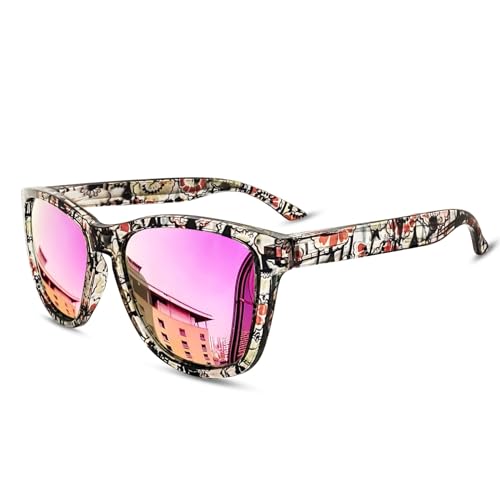 KANASTAL Sonnenbrille Herren und Damen Verspiegelt Rosa Sonnenbrillen UV400 Schutz Retro Unisex Brille Klassische Fahrende für Reise Wandern und Alltag von KANASTAL