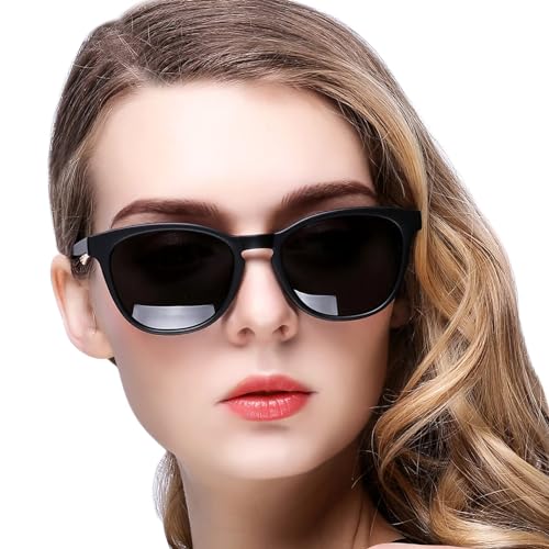 KANASTAL Sonnenbrille Damen Schwarz Klassisch Retro Sonnenbrillen Polarisiert Schmales Gesicht mit UV400 Schutz von KANASTAL