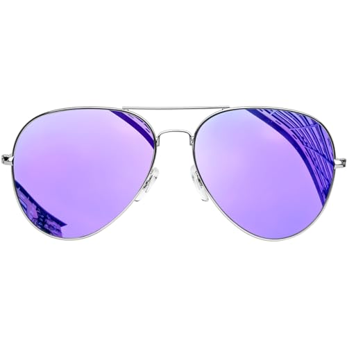 KANASTAL Sonnenbrille Herren Damen Verspiegelt Lila Gläser mit Premium Metallrahmen UV400 Schutz klassisch Spiegelglas Sonnenbrille von KANASTAL