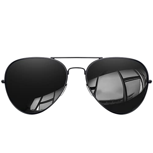 KANASTAL Sonnenbrille Herren und Damen Polarisiert Matt Schwarz mit Premium Metallrahmen UV400 Schutz Klassisch Fahrerbrille für Fahren und Outdoor-Sportarten von KANASTAL