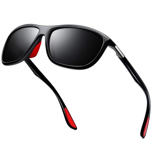 KANASTAL Sonnenbrille Herren und Damen Polarisierte Schwarz UV400 Schutz Radsportbrillen Retro Unisex Fahrende Sportbrille für Reise Wandern und Alltag von KANASTAL
