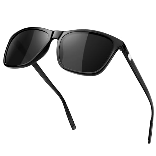 KANASTAL Sonnenbrille Herren und Damen Polarisierte Schwarz UV400 Schutz Rechteck Retro Unisex Klassische Fahrende Brille für Reise Wandern und Alltag von KANASTAL