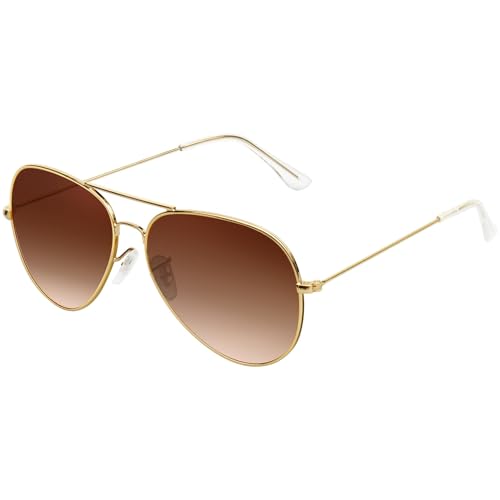 KANASTAL Sonnenbrille Herren und Damen Polarisiert Gradient Braun mit Premium Metallrahmen UV400 Schutz Klassisch Fahrerbrille für Fahren und Outdoor-Sportarten von KANASTAL