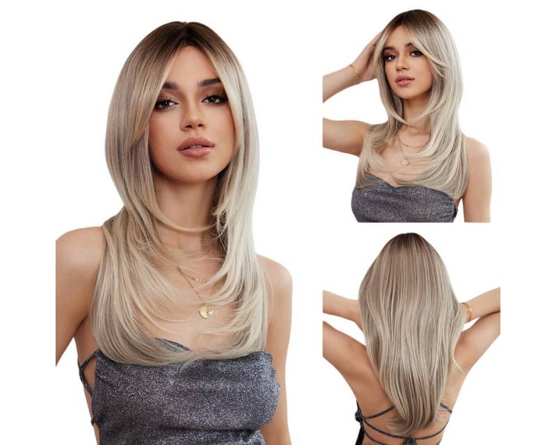 KANBEIO Toupet Gestufte Naturlook Perücke Kurzes Damen-Vollcap mit verlaufendem Pony von KANBEIO