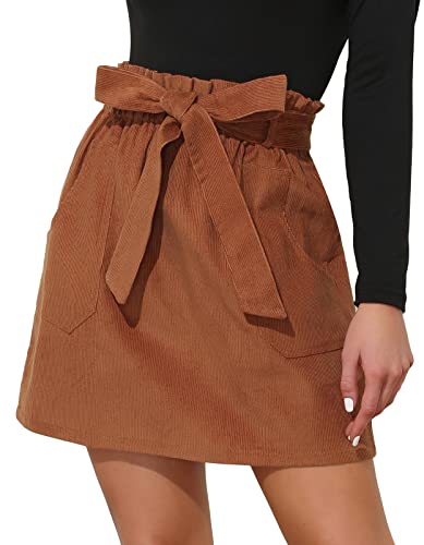 Frauen Mini Baumwolle Rock Atmungsaktiv Elastische Taille Rock Für Shopping Outgoing Braun XL von KANCY KOLE
