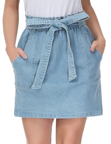 KANCY KOLE Damen Blau Denim Minirock Plus Größe Casual Rock für Club Party Hell Blau KC0087S21-01 XXL von KANCY KOLE