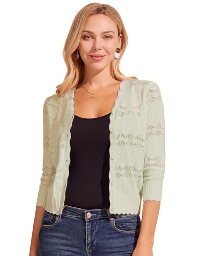 KANCY KOLE Damen Trachtenstrickjacke Aprikosenfarbe Sommerjacke Aprikose L von KANCY KOLE