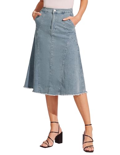 KANCY KOLE Jeans Rock Für Damen Lang A Linien Rock von KANCY KOLE