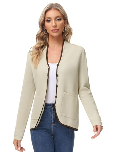 KANCY KOLE Strickjacke Kurz Damen Lange Freizeitjacke mit Taschen von KANCY KOLE