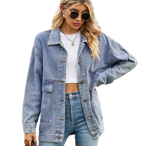 KANDEMY Damen Trendy Jeans Jacke Western Lose Denim Cardigan Übergangsjacke Freizeitjacke Frühling Oberbekleidung Blau M KANDEMY Damen Trendy Jeans Jacke Western Lose Denim Cardigan Übergangsjacke Freizeitjacke Frühling Oberbekleidung Blau M von KANDEMY