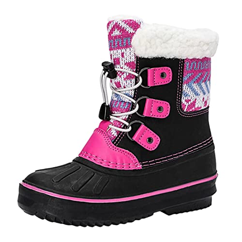 KANDEMY Kinder Gefütterte Winterstiefel für Mädchen Jungen Warm Thermo Schneestiefel Boots mit Fell Outdoor Winter Rutschfeste Stiefel Winterschuhe Pink 36 von KANDEMY