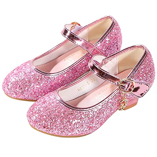 KANDEMY Mädchen Prinzessin Schuhe mit Absatz Festliche Schuhe Kinder Stöckelschuhe für Geburtstag Hochzeit Mädelsabend Halloween Karneval Fasching Verkleidung als ELSA Kleid Accessoires von KANDEMY