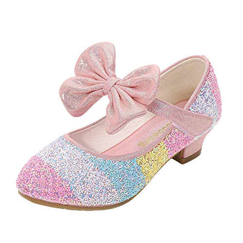 KANDEMY Mädchen Regenbogen Prinzessin Schuhe mit Absatz Glitzer Festliche Schuhe Hochzeitskleider Kinderschuhe für Mädelsabend Geburtstag Hochzeit Halloween Karneval Fasching Verkleidung Accessoires von KANDEMY