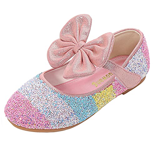 KANDEMY Mädchen Regenbogen Prinzessin Schuhe zum Hochzeitskleider Flache Festliche Schuhe Kinder für Geburtstag Mädelsabend Halloween Karneval Fasching Verkleidung als Prinzessinnen Kleid Zubehör von KANDEMY