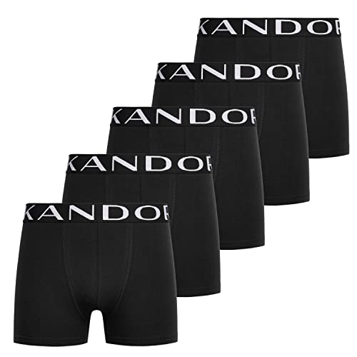 KANDOR Baumwoll Boxershorts Herren – 5er Pack, Bunte, Unterhosen für Männer Set, Dehnbare Herren-Unterwäsche aus weiche Baumwolle, Slipboxer mit Gummibund, Quinary Black, L von KANDOR