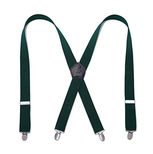 KANGDAI Herren Hosenträger 4 Clips Heavy Duty Men Braces Durable Elastic Verstellbare Hosenträger Starke Metall Clips Hosenträger von KANGDAI