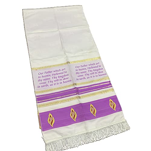KANGQL Messianischer Tallit Gebetsschal von Bethlehem Gifts HolyLand Market Herren Messianischer Schal Tallit The Messiah Tallit, Violett, 160x38cm/62.99x14.96in von KANGQL