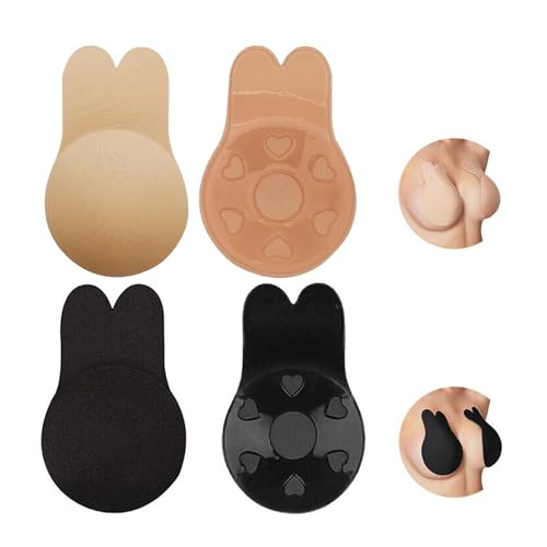 2 Paar Klebe BH Rückenfrei,Push Up Nippelpads,Sticky Unsichtbar Nipple Rückenfreier Bra,Wiederverwend Brust Grosse Brüste Abdeckungen,Kleben Boob Pads,für Abendkleid Brautkleid Badeanzug Rückenfreie von KANGWFAN