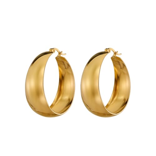KANIJUNE Ohrringe Creolen Bella Hoops für Damen Hypoallergen Leichte 12mm Breite 18K Vergoldete Ohrringe Gold Creolen Frauen Mädchen Freundin Nachhaltig in Deutschland Designed KANIJUNE Ohrringe Creolen Bella Hoops für Damen Hypoallergen Leichte 12mm Breite 18K Vergoldete Ohrringe Gold Creolen Frauen Mädchen Freundin Nachhaltig in Deutschland Designed von KANIJUNE