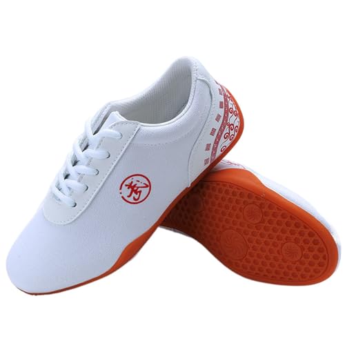 KANLVU Kampfsportschuhe Für Männer Und Frauen Rutschfeste Tai Chi Schuhe Mit Weicher Gummisohle, Modischem Kung Fu Schuhe Für Wushu, Karate Und Den Täglichen Gebrauch(42EU,Weiß) von KANLVU
