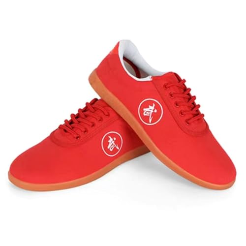KANLVU Kung Fu Schuhe Für Männer Und Frauen Traditionelle Kampfsportschuhe Mit Rutschfester Sohle Und Atmungsaktivem Material Outdoor Laufschuhe Für Tai Chi Und Sport(Rot,36 EU) von KANLVU
