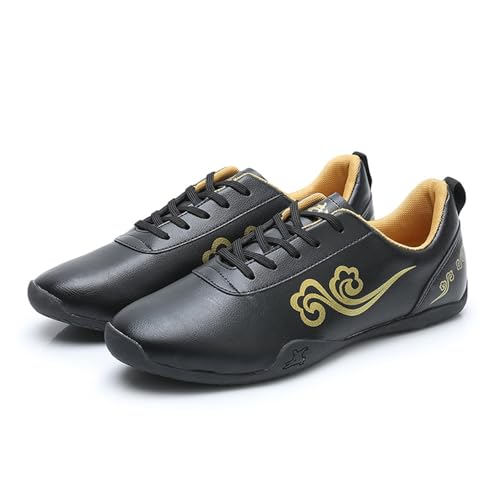 KANLVU Taekwondo Schuhe Für Männer Und Frauen Tai Chi Atmungsaktiv rutschfest Kung Fu Mit Weicher Gummisohle Und Verstellbarer Passform Kampfsportschuhe(Schwarz,35 EU) von KANLVU