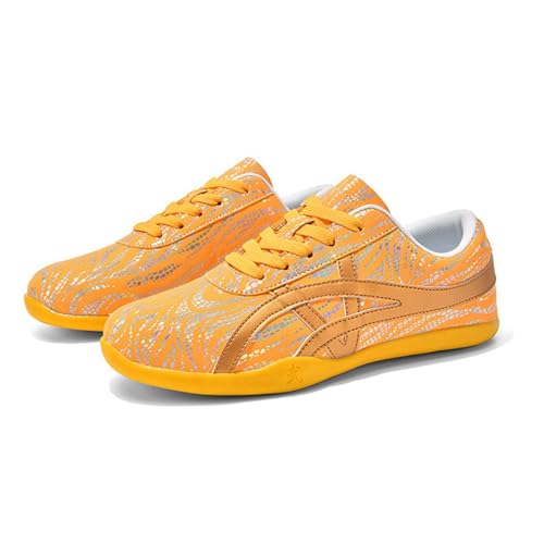 KANLVU Tai Chi Schuhe Frauen Langlebiges Atmungsaktives Design Kung Fu Schuhe Männer Professionelle Trainingsschuhe Für Kampfsport Und Tägliche Aktivitäten(Gelb,35 EU) von KANLVU