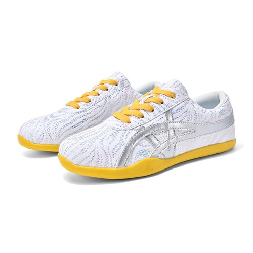 KANLVU Tai Chi Schuhe Frauen Langlebiges Atmungsaktives Design Kung Fu Schuhe Männer Professionelle Trainingsschuhe Für Kampfsport Und Tägliche Aktivitäten(Weiß,42EU) von KANLVU
