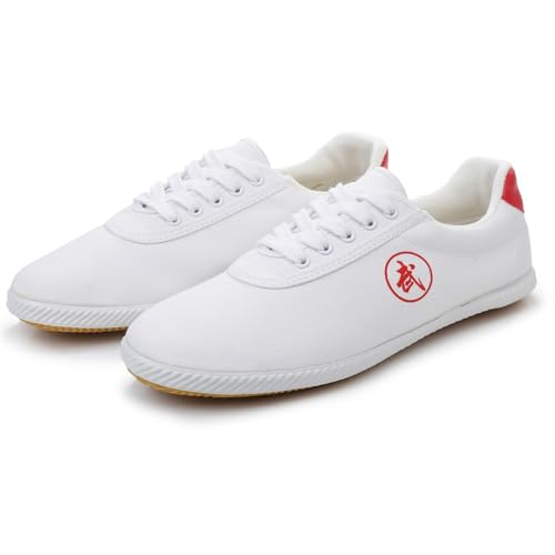KANLVU Tai Chi Schuhe Für Männer Atmungsaktive Kung Fu Schuhe Frauen Schule Segeltuchschuhe Für Kampfsport Training, Tanz Und Sport(Rend,44 EU) von KANLVU