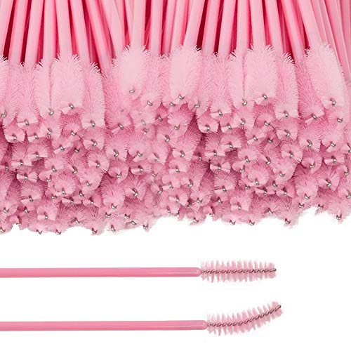 100 Stück Wimpernbürsten Einweg Wimperntusche Stäbe, Wimpernverlängerung Bürste Wimpernapplikator Kosmetische Wimperntusche Pinsel, Rosa Wimpernstäbe Augenbrauen Wimpern Pinsel für Make-up von KANOSON